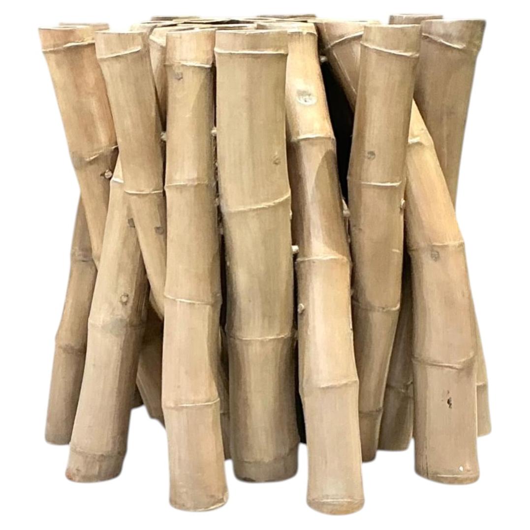 Vintage Budji Twisted Bamboo Dining Table Pedestal For Sale