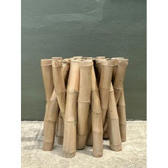 Vintage Budji Twisted Bamboo Dining Table Pedestal