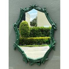 Vintage Green Painted Twig Mirror