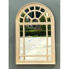 Vintage Arched Wood and Mirrored Glass Mirror
