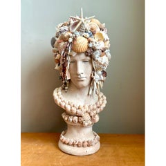 Vintage Shell Encrusted Bust Sculpture
