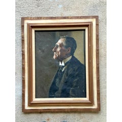 Vintage Male Portrait Oil Painting