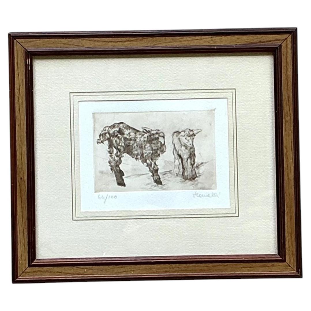 Framed Figurative Animal Etching For Sale