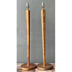 Vintage Patinated Metal Floor Lamps - Pair