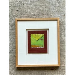 Framed Abstract Mixed Media Postal Design Art