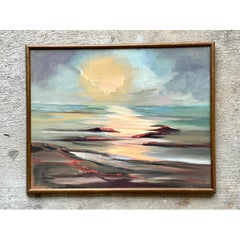 Vintage Framed Seascape Oil Painting