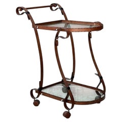 Carrito de bar vintage de cristal y metal