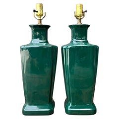 Vintage Glazed Ceramic Table Lamps - Pair