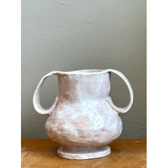 Vintage Biomorphic Ceramic Double Handle Vase