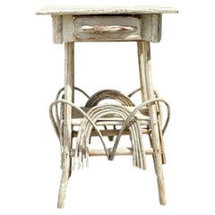 Vintage Primitive Wood Side Table