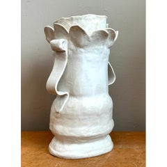 Vintage Biomorphic Sculptural Ceramic Vase With Handles