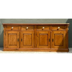 Vintage Carved Knotty Pine Credenza