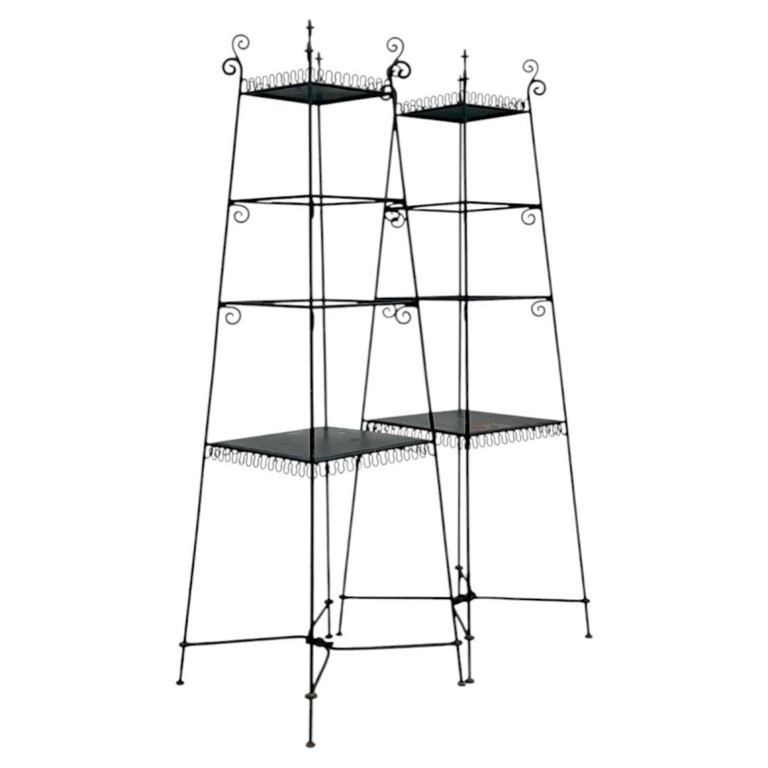 Vintage Scrollwork Metal Etagere - A Pair For Sale
