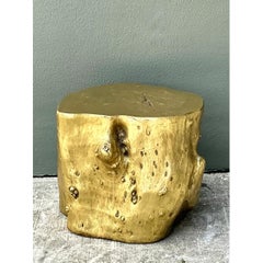 Vintage Gold Tree Trunk Side Table