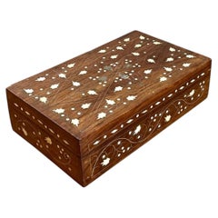 Vintage Wood and Mother of Pearl Inlay Box