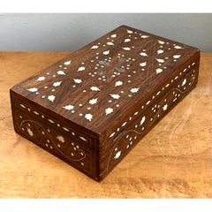 Vintage Wood and Mother of Pearl Inlay Box