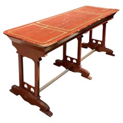 Vintage Rustic Red Wood Console Table