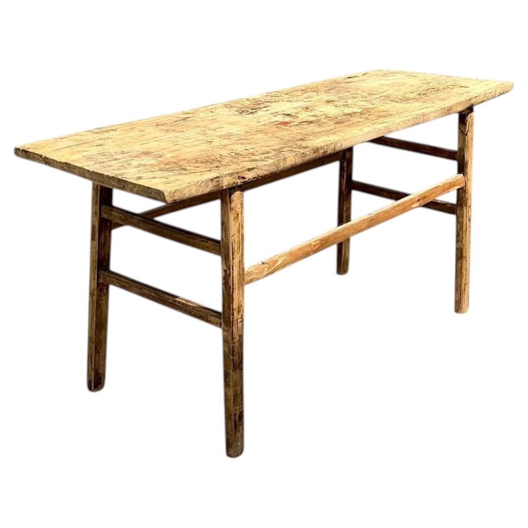 Vintage Rustic Wood Console Table For Sale