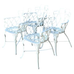 Vintage White Metal Outdoor Armchairs - Set of Four