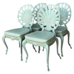 Vintage Shell Back Metal Dining Chairs - Set of Four