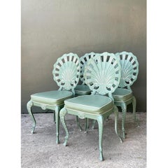 Vintage Shell Back Metal Dining Chairs - Set of Four