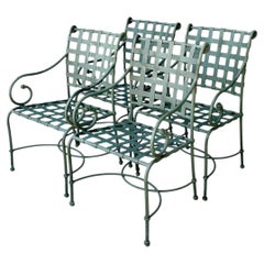 Vintage Brown Jordan “Florentine” Scroll Arm Metal Dining Chairs - Set of Four