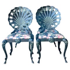 Vintage Shell Back Metal Dining Chairs - Set of Four