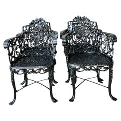 Fauteuils vintage à dossier en forme de lyre en fonte d'aluminium - Lot de quatre
