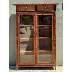 Vintage Tortoise Bamboo and Glass Cabinet