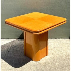 Vintage Geometric Wood Extendable Game Table