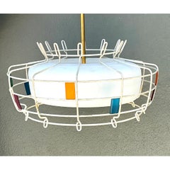 Vintage Mid-Century Modern Wire Pendant Fixture