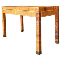 Vintage Rattan Writing Desk After Bielecky Brothers