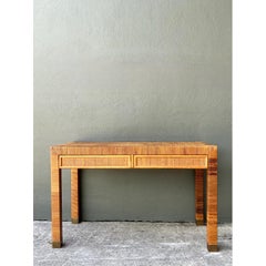 Vintage Rattan Writing Desk After Bielecky Brothers