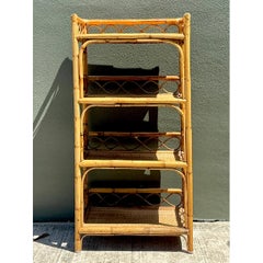 Vintage Bamboo and Rattan Etagere