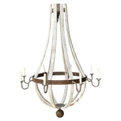 Vintage Rustic Wood and Metal Chandelier