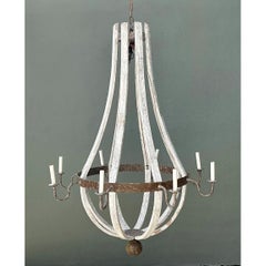 Vintage Rustic Wood and Metal Chandelier