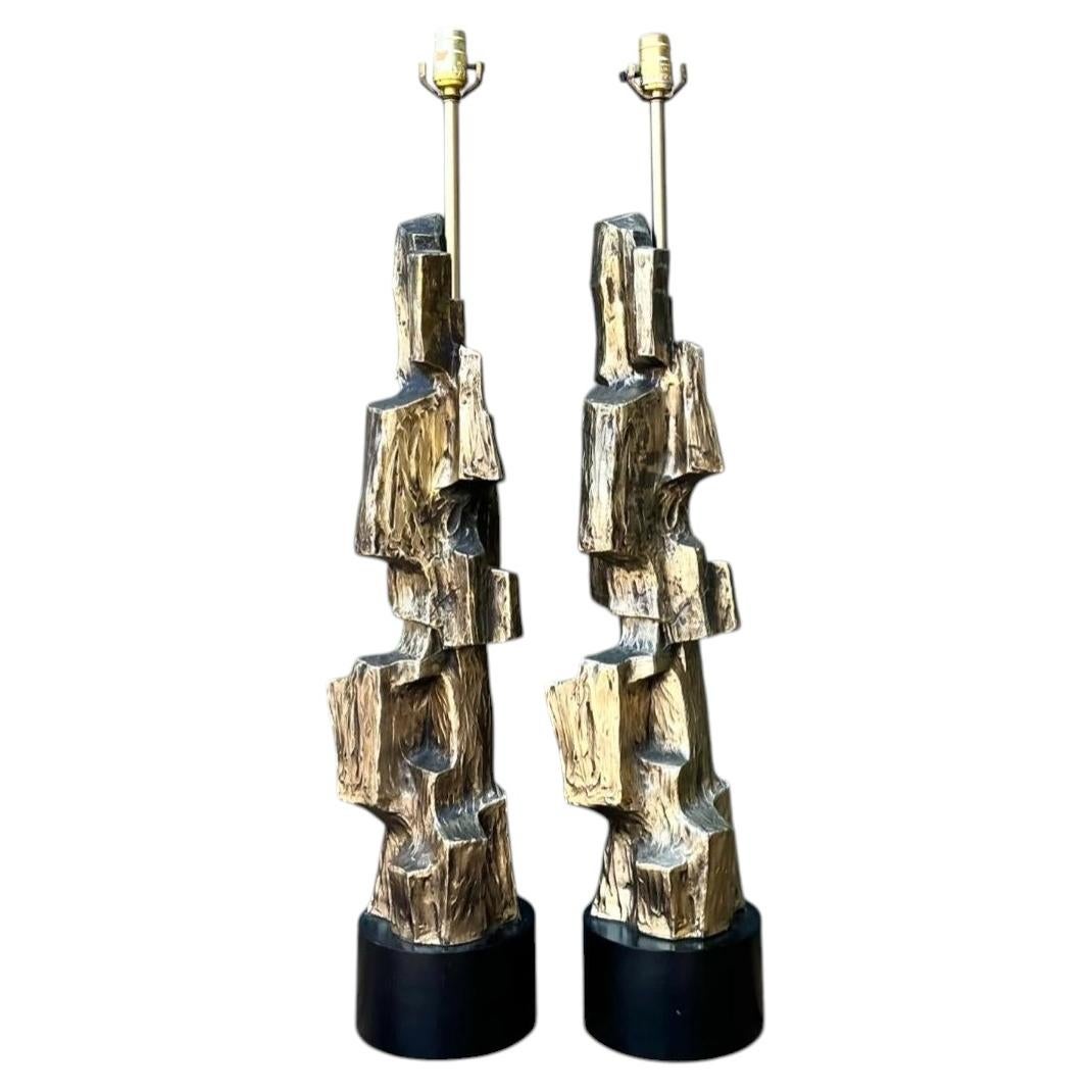 Vintage Brutalist Richard Barr For Laurel Lamps - Pair For Sale