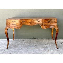Vintage Italian Burl Wood Writing Desk