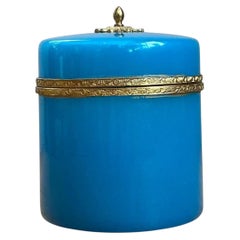 Boîte ronde vintage en opaline française