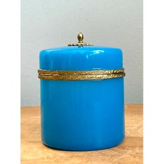 Boîte ronde vintage en opaline française
