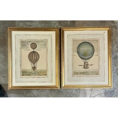 Vintage Framed Hot Air Balloon Prints - Pair