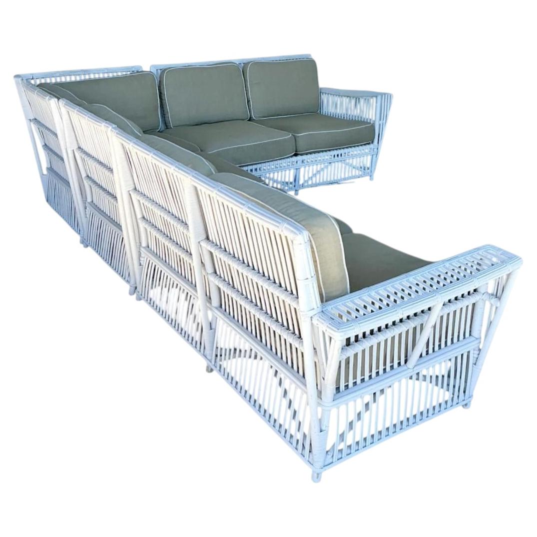 Vintage Stick Rattan Sectional Sofa After Bielecky Brothers For Sale