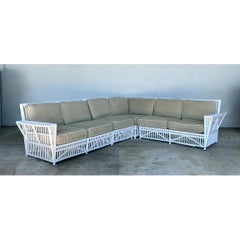 Vintage Stick Rattan Sectional Sofa After Bielecky Brothers