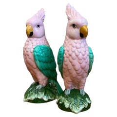 Vintage Ceramic Parrot Figurines - Pair