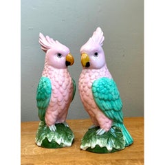Vintage Ceramic Parrot Figurines - Pair