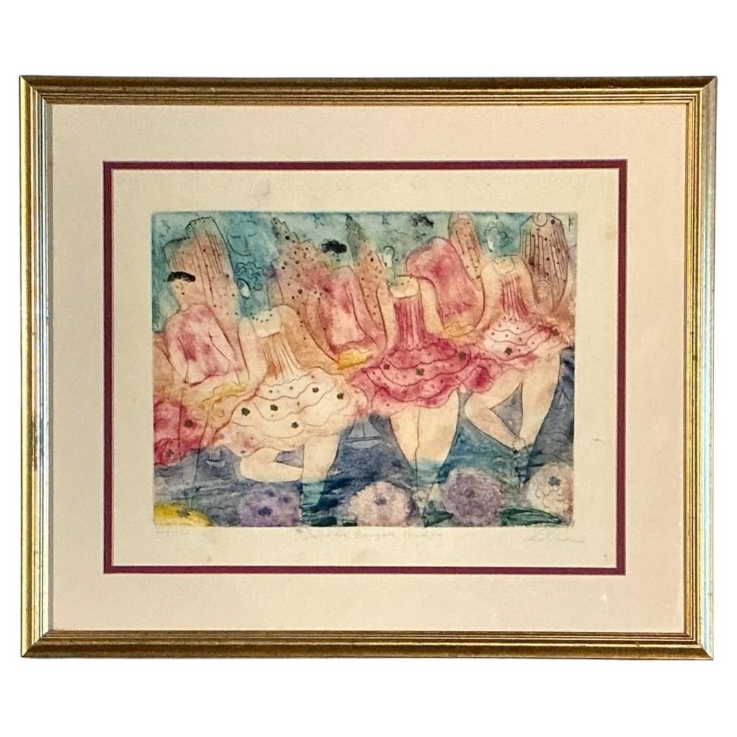 Vintage Framed Ballet Dancers Print