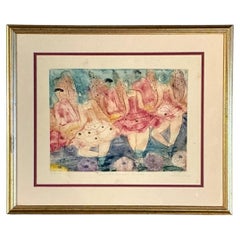 Gerahmter Vintage-Druck mit Balletttänzerinnen