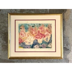 Vintage Framed Ballet Dancers Print