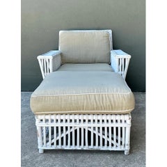 Vintage Rattan Lounge Chair and Ottoman After Bielecky Brothers