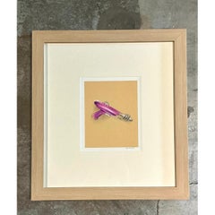 Vintage Framed Ray Gun Illustration on Paper Mid-Century Modern Pop Art